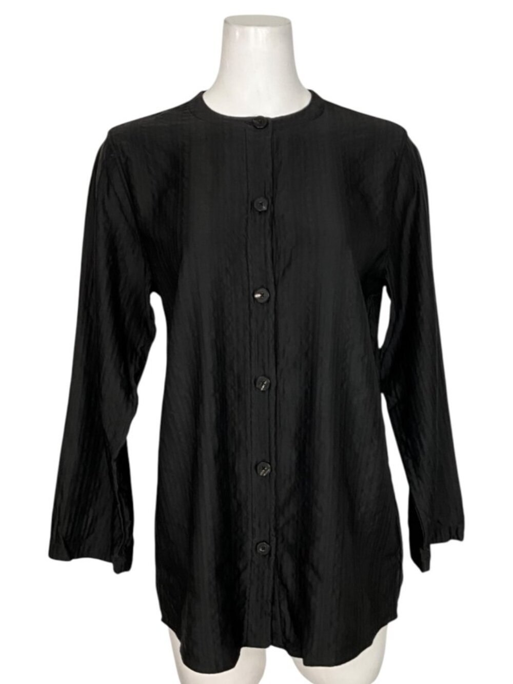 Massimo Dutti Limited Edition Button Front Blouse XS Black Wool Blend